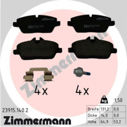stabdžių trinkelių rinkinys, diskinis stabdys
                                ZIMMERMANN                                23