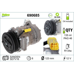 Kompresorius, oro kondicionierius VALEO RE-GEN REMANUFACTURED
                                                690685, VALEO, 