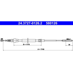 trosas, stovėjimo stabdys
                                ATE                                24-3727-0126-2, ATE, 24-3727-01