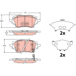 stabdžių trinkelių rinkinys, diskinis stabdys
                                TRW                                         