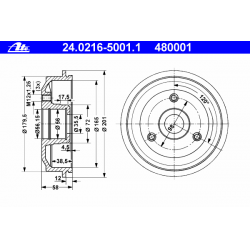 stabdžių būgnas
ATE 24.0216-5001.1, ATE, 24