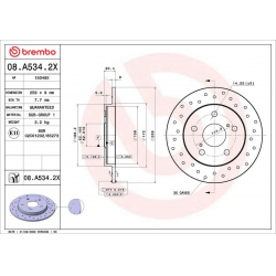 stabdžių diskas (1vnt) XTRA LINE - Xtra
                                BREMBO                                             