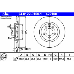 stabdžių diskas (1vnt)
                                ATE                                                24.0122-0100.1, A