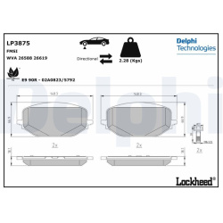 stabdžių trinkelių rinkinys, diskinis stabdys
                                DELPHI                                      