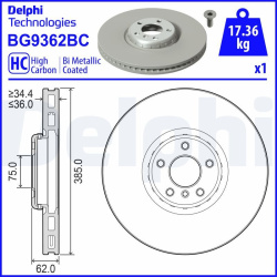 stabdžių diskas (1vnt)
                                DELPHI                                                BG9362BC, Nenu