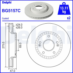 stabdžių diskas (1vnt)
DELPHI BG5157C, Nenur