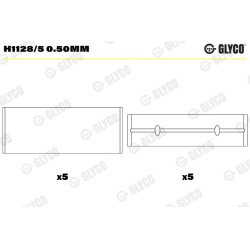 pagrindiniai guoliai, alkūninis velenas
                                GLYCO                                H1128/5 0.50MM,