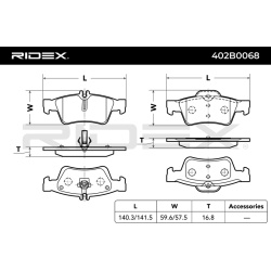 stabdžių trinkelių rinkinys, diskinis stabdys
                                RIDEX                                       