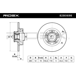 stabdžių diskas (1vnt)
                                RIDEX                                                82B0698, Nenuro