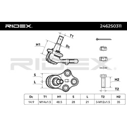 Šarnyras
                                RIDEX                                                2462S0311, Nenurodytas gaminto