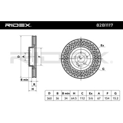 stabdžių diskas (1vnt)
                                RIDEX                                                82B1117, Nenuro