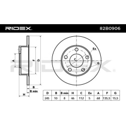 stabdžių diskas (1vnt)
                                RIDEX                                                82B0906, Nenuro