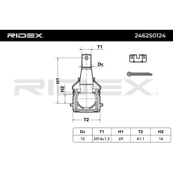Šarnyras
                                RIDEX                                2462S0124, Nenurodytas gamintojas, 2462S0124, 