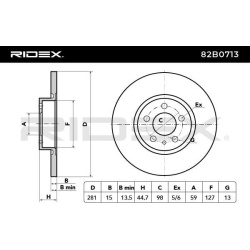 stabdžių diskas (1vnt)
                                RIDEX                                                82B0713, Nenuro
