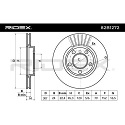 stabdžių diskas (1vnt)
                                RIDEX                                                82B1272, Nenuro