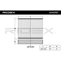 Filtras, salono oras
                                RIDEX                                                424I0197, Nenurodyt