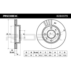 stabdžių diskas (1vnt)
                                RIDEX                                                82B0579, Nenuro