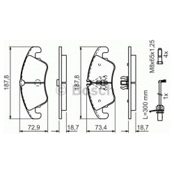 stabdžių trinkelių rinkinys, diskinis stabdys
                                BOSCH                                       