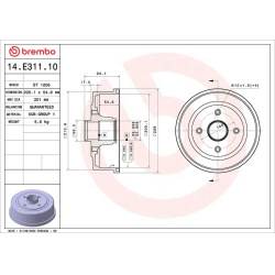 stabdžių būgnas ESSENTIAL LINE
                                BREMBO                                                14.E3
