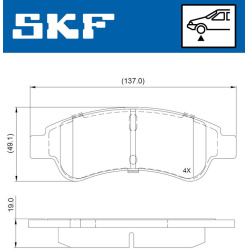 stabdžių trinkelių rinkinys, diskinis stabdys
                                SKF                                         
