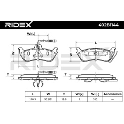 stabdžių trinkelių rinkinys, diskinis stabdys
                                RIDEX                                402B114