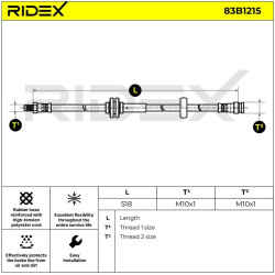 stabdžių žarnelė
                                RIDEX                                83B1215, Nenurodytas gamintojas, 83