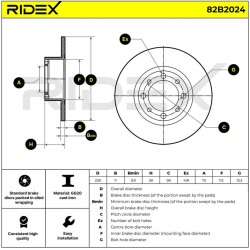 stabdžių diskas (1vnt)
                                RIDEX                                                82B2024, Nenuro