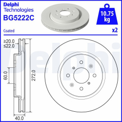 stabdžių diskas (1vnt)
                                DELPHI                                                BG5222C, Nenur