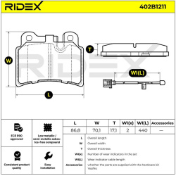 stabdžių trinkelių rinkinys, diskinis stabdys
                                RIDEX                                402B121