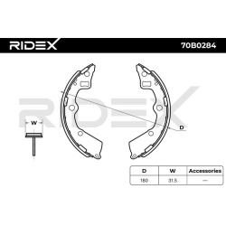 stabdžių trinkelių komplektas
                                RIDEX                                                70B0284