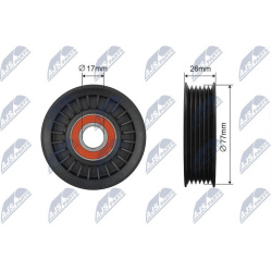 įtempiklio skriemulys, V formos rumbuotas diržas
                                NTY                                       