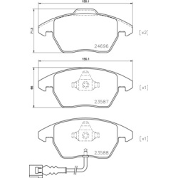 stabdžių trinkelių rinkinys, diskinis stabdys PRIME LINE
                                BREMBO                           