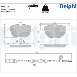 stabdžių trinkelių rinkinys, diskinis stabdys
                                DELPHI                                LP3717