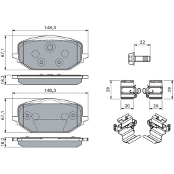 stabdžių trinkelių rinkinys, diskinis stabdys
                                BOSCH                                       