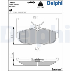 stabdžių trinkelių rinkinys, diskinis stabdys
                                DELPHI                                      