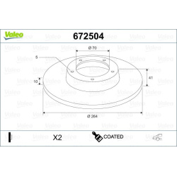 stabdžių diskas (1vnt) COATED
                                VALEO                                                672504, 