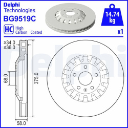 stabdžių diskas (1vnt)
                                DELPHI                                BG9519C, Nenurodytas gamintoja