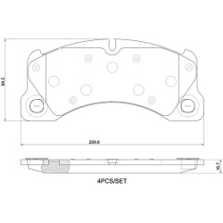 stabdžių trinkelių rinkinys, diskinis stabdys PRIME LINE
                                BREMBO                           