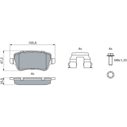 stabdžių trinkelių rinkinys, diskinis stabdys
                                BOSCH                                0986494