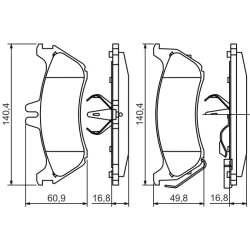 stabdžių trinkelių rinkinys, diskinis stabdys
                                BOSCH                                0986424