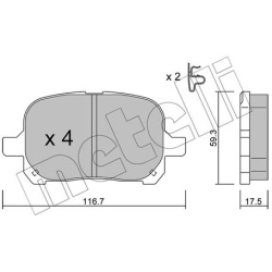 stabdžių trinkelių rinkinys, diskinis stabdys
                                METELLI                                     