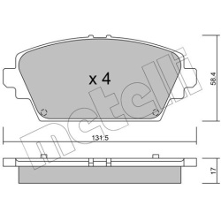 stabdžių trinkelių rinkinys, diskinis stabdys
                                METELLI                                     