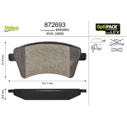 stabdžių trinkelių rinkinys, diskinis stabdys OPTIPACK for LCV
                                VALEO                      