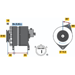 kintamosios srovės generatorius
                                BOSCH                                0986043121, BOSCH, 0986