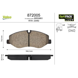 stabdžių trinkelių rinkinys, diskinis stabdys OPTIPACK for LCV
                                VALEO                      
