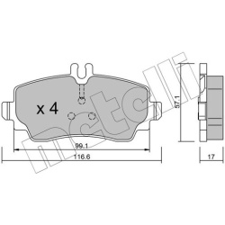 stabdžių trinkelių rinkinys, diskinis stabdys
METELLI