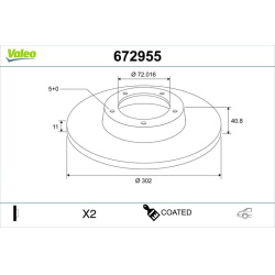 stabdžių diskas (1vnt) COATED
VALEO 672955,