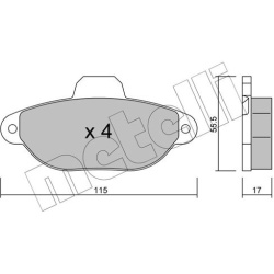 stabdžių trinkelių rinkinys, diskinis stabdys
                                METELLI                                     
