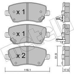 stabdžių trinkelių rinkinys, diskinis stabdys
                                METELLI                                     
