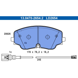stabdžių trinkelių rinkinys, diskinis stabdys ATE Ceramic
                                13.0470-2654.2, ATE, 130470-2654